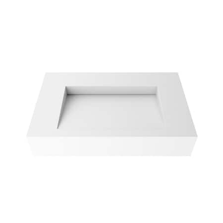 Castello Usa Pyramid 30 in Solid Surface Wall-Mounted Bathroom Sink in White with No Faucet Hole CB-GM-2053-30-NH